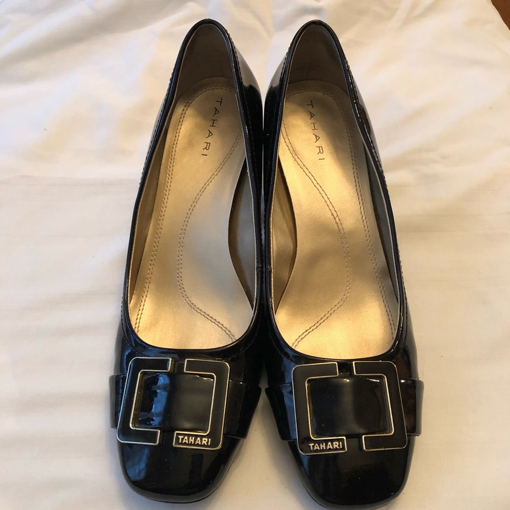 Tahari Patent Buckle‎ Pumps